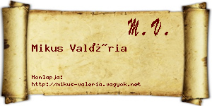 Mikus Valéria névjegykártya