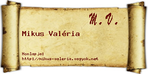 Mikus Valéria névjegykártya